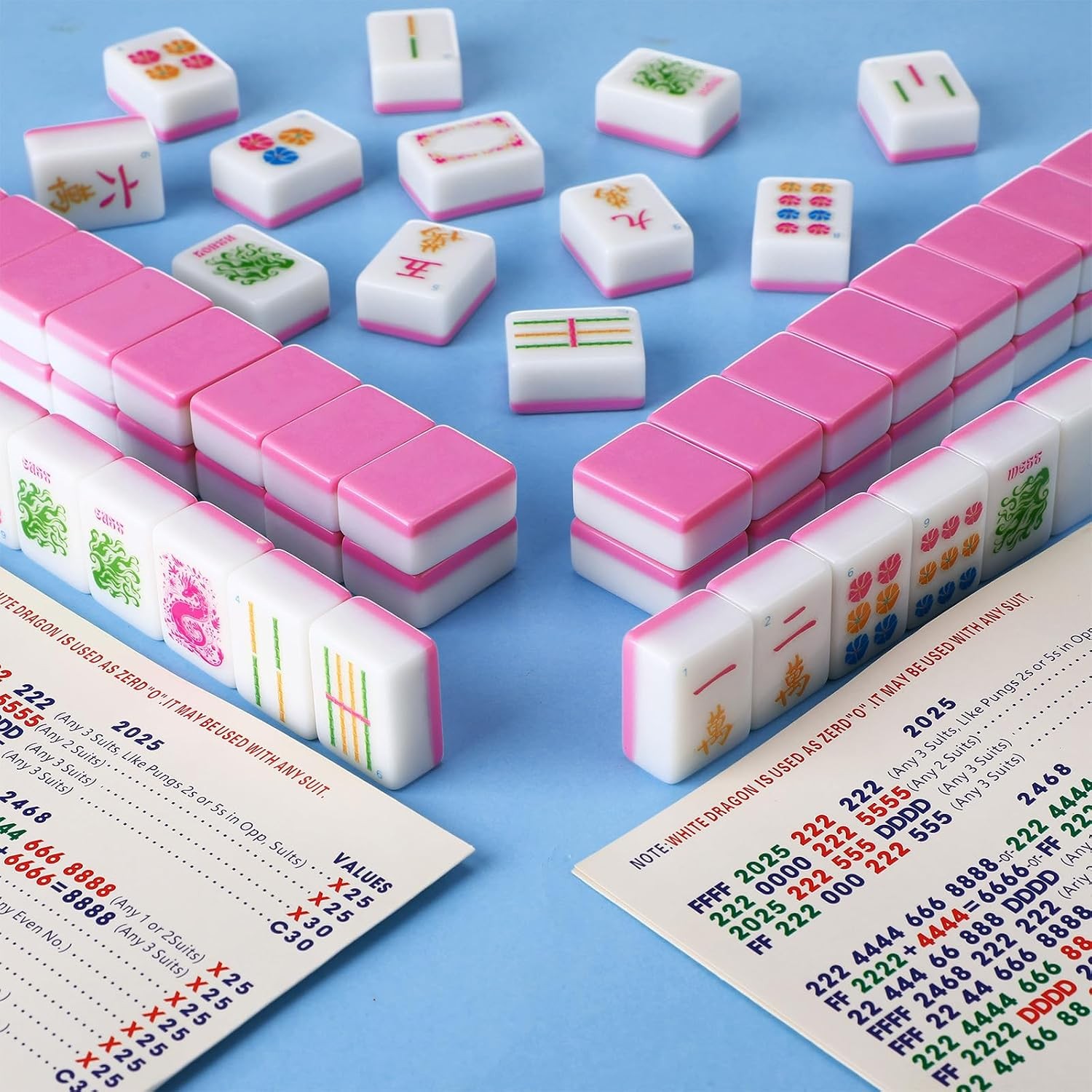 American Mahjong Kaleidoscope Pink Soulchen Mahjong Tile Set 160 Tiles 1.2