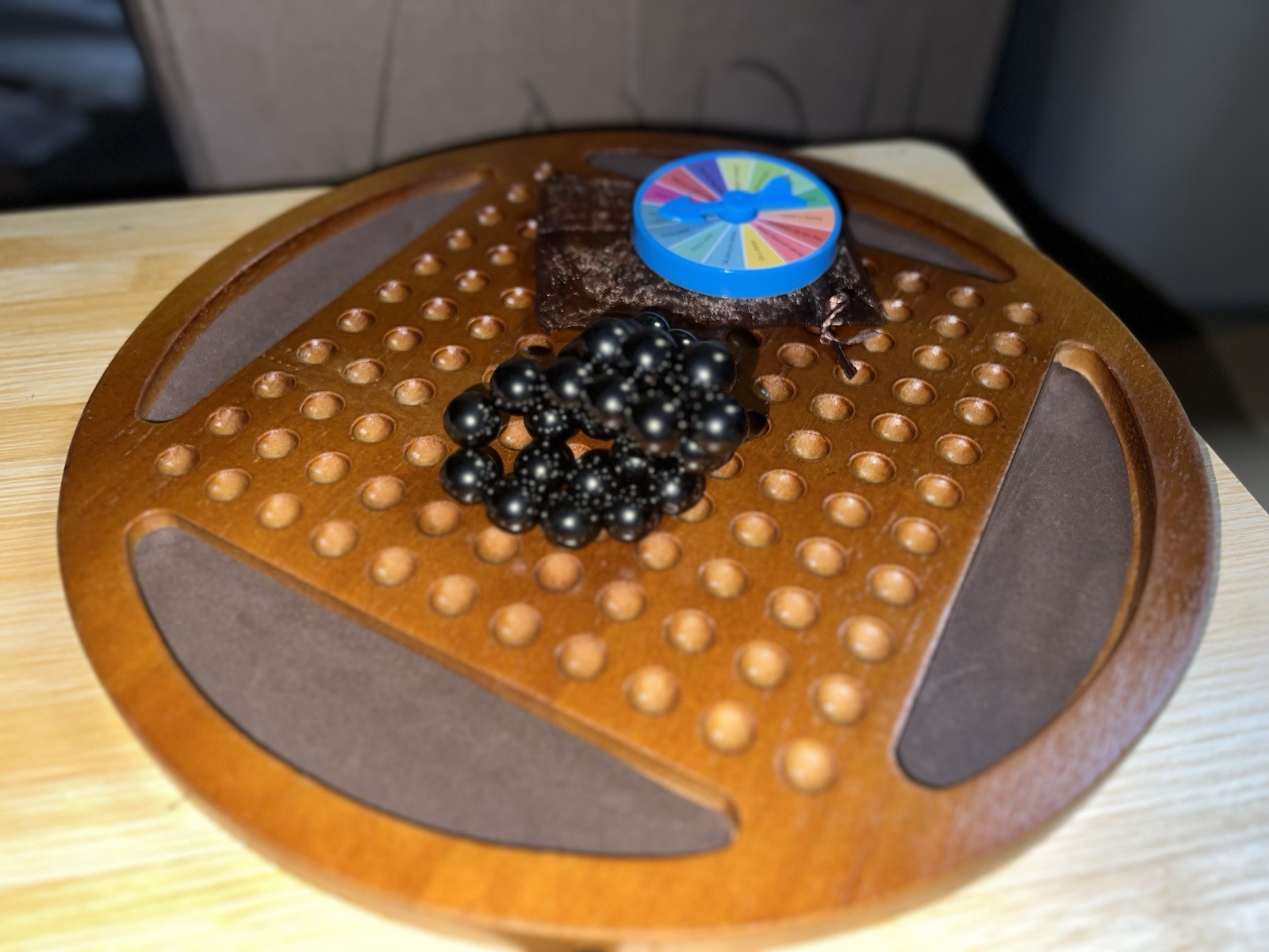 Handmade Black Walnut wood Solitaire Game Board with marbles/ Collectibles