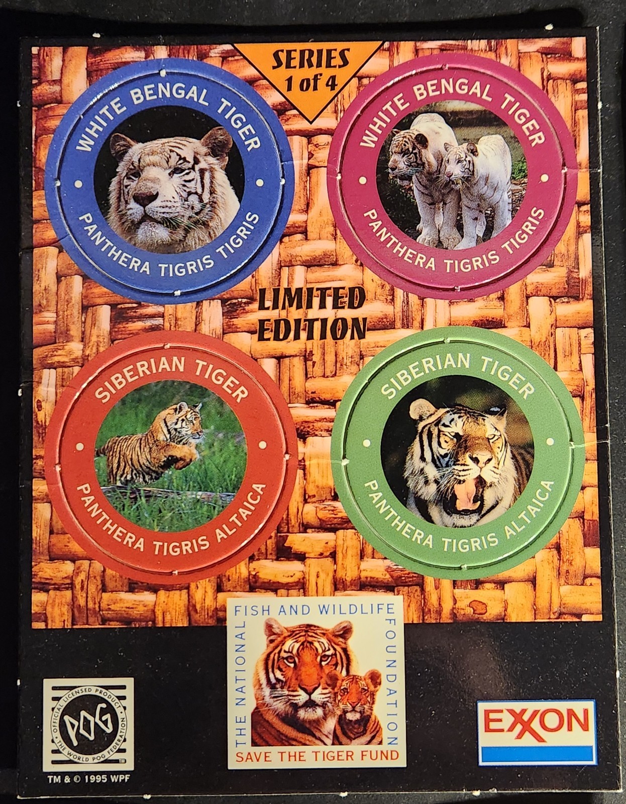 Vintage 1995 ExxonMobil Save the Tiger Fund POG Set 1-2-3-4. Original Owner