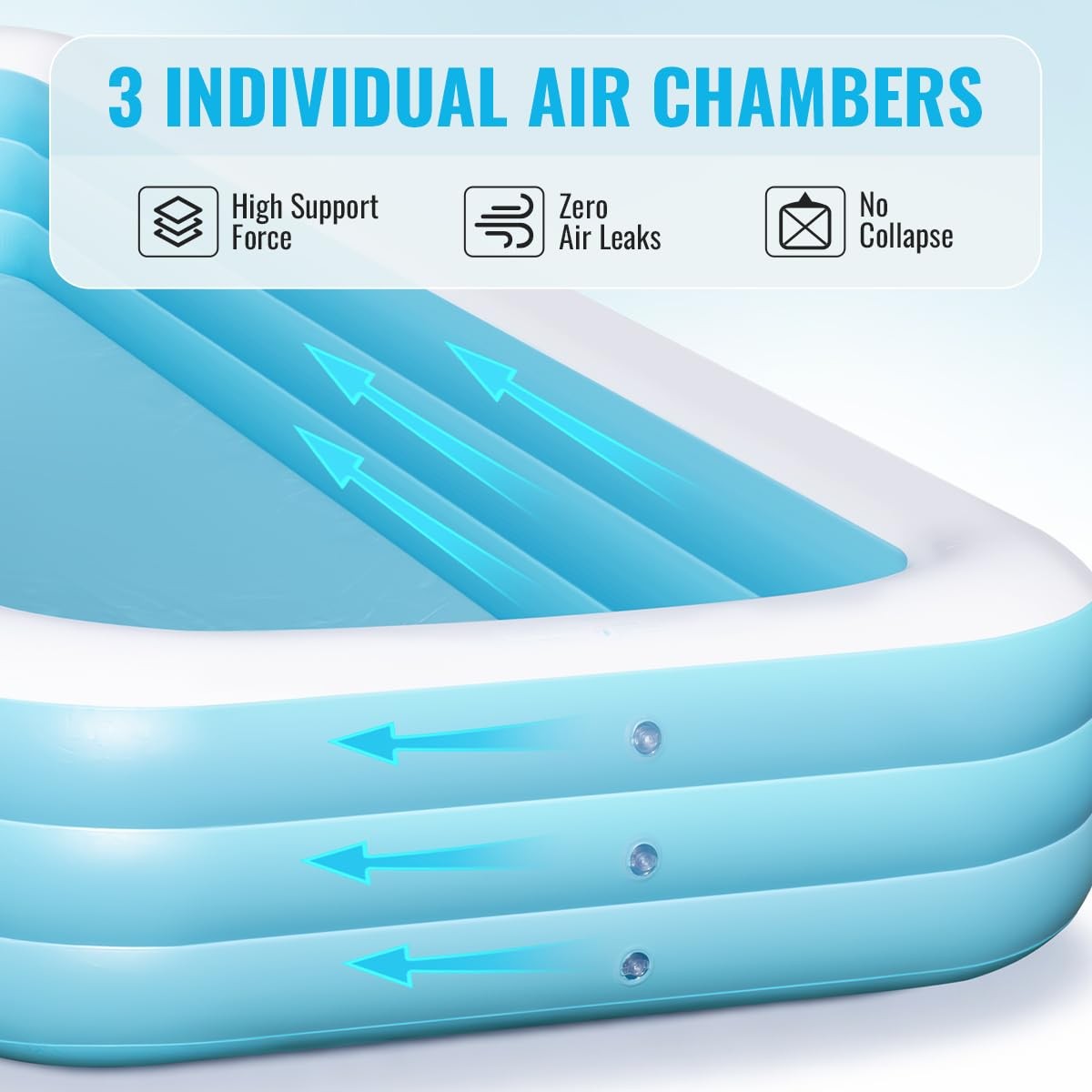 Inflatable Pool 180 x 76 22 Family Blow Up Swimming Air Pump Large Oversized