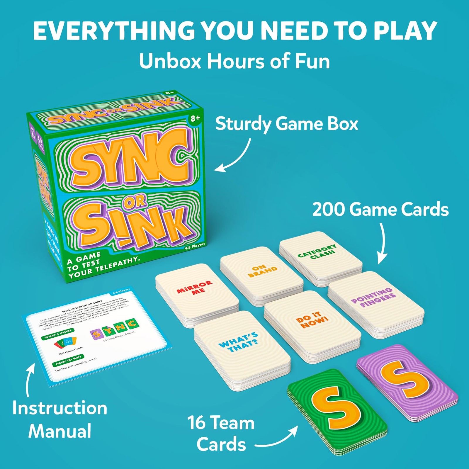Sync or Sink – Hilarious Family Card Game for Kids, Teens & Adults, Fast-Pace…