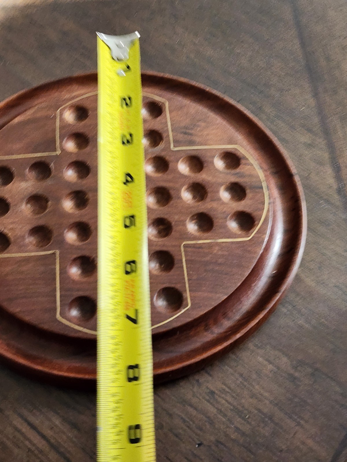 Vintage Wood Solitaire Board Unique Brainvita Game 8″ Made In India