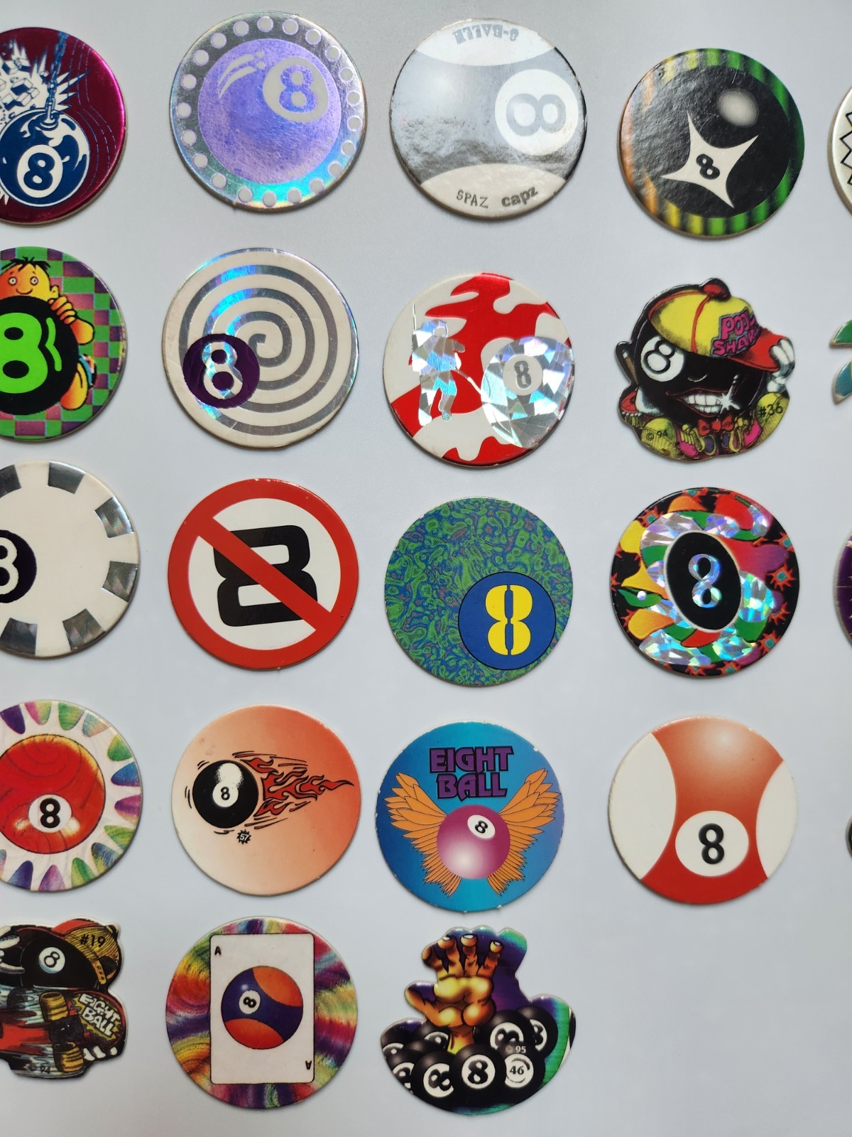 33 90s Vintage Pog Lot #3 8- Ball Theme, Saw/Die-Cut, Holograms