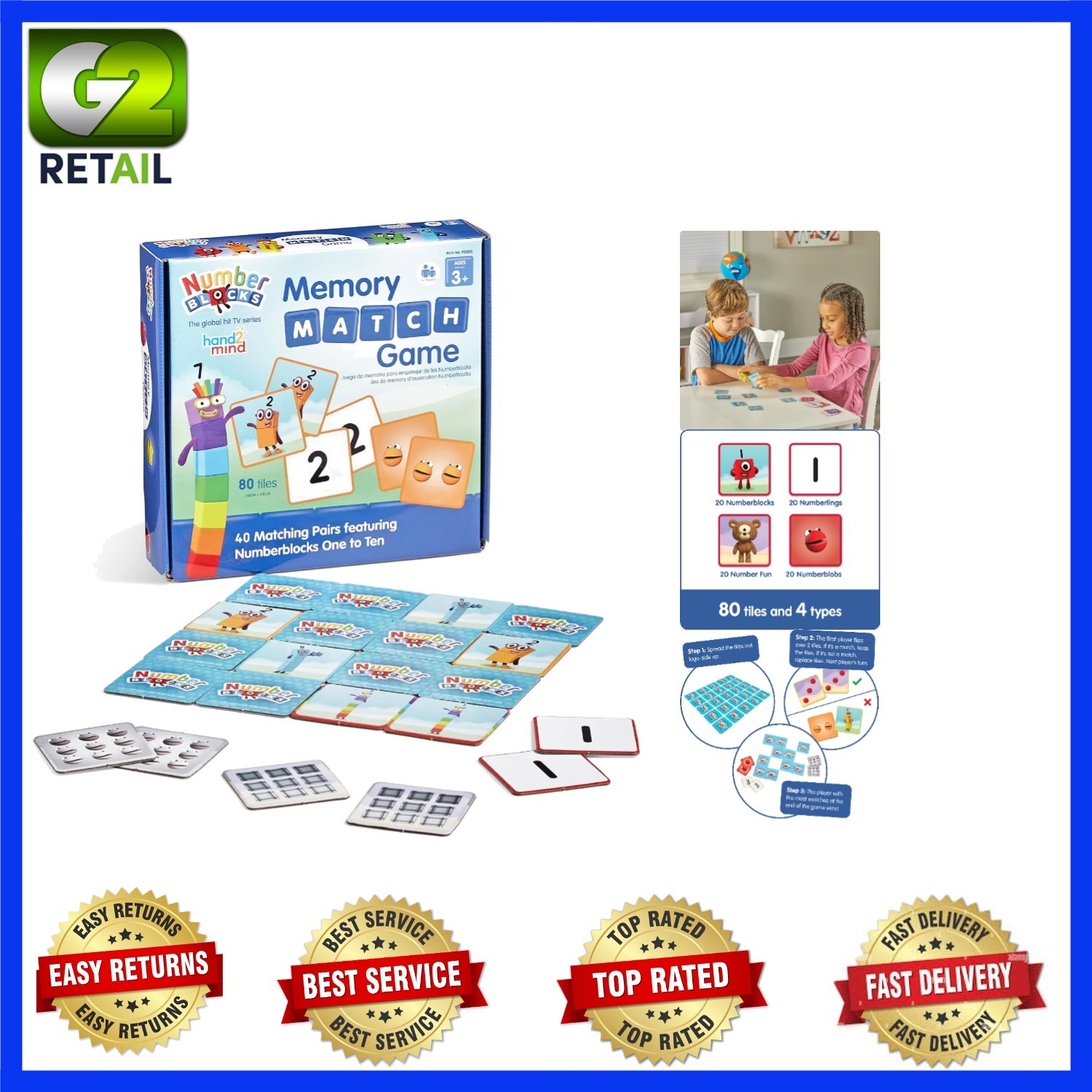 Learn with Numberblocks: 80-Tile Matching Game for Toddlers & Preschoolers
