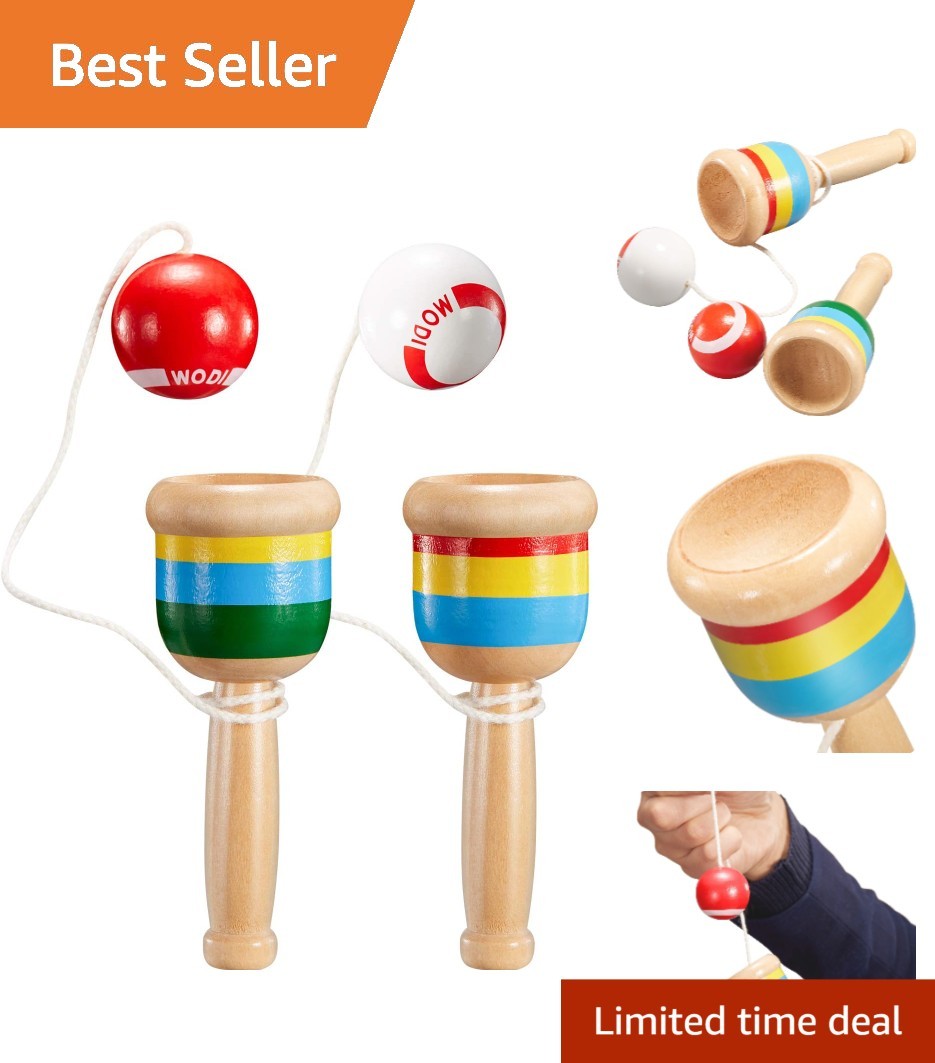 Classic Red & White Wood Catch Ball Set for Youth – Hand-Eye Coordination