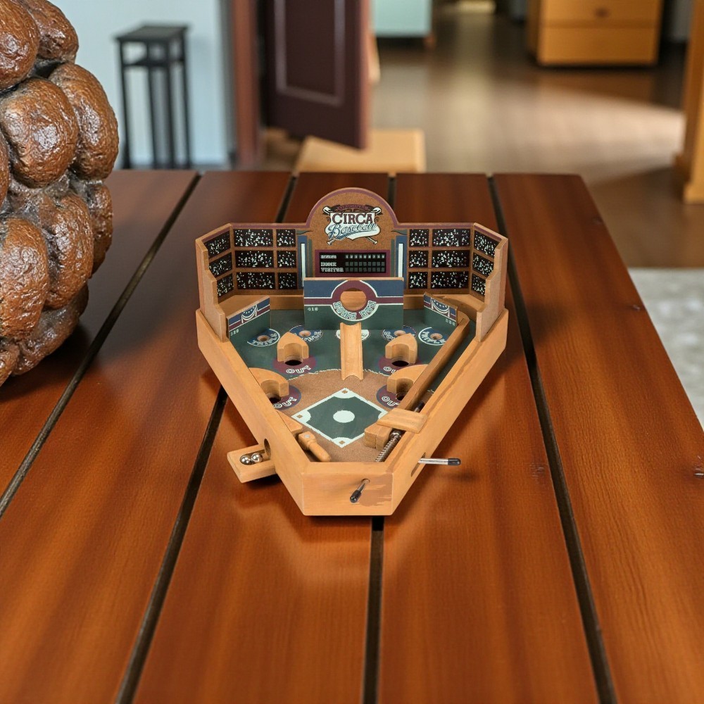 Tabletop Baseball Pinball Game Durable Wood MDF Metal 2-Balls 13″L x 12.25″W