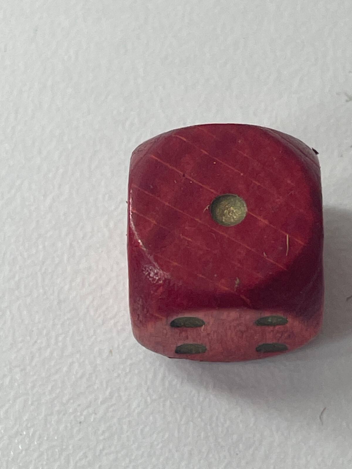 Vintage Red Wooden DIE (1) With Rounded Corners Gold Dots