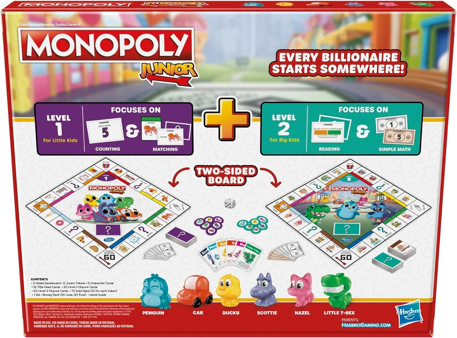 Monopoly Junior Board Game, 2-Sided Gameboard, 2 Games in 1, Monopoly By Hasbro