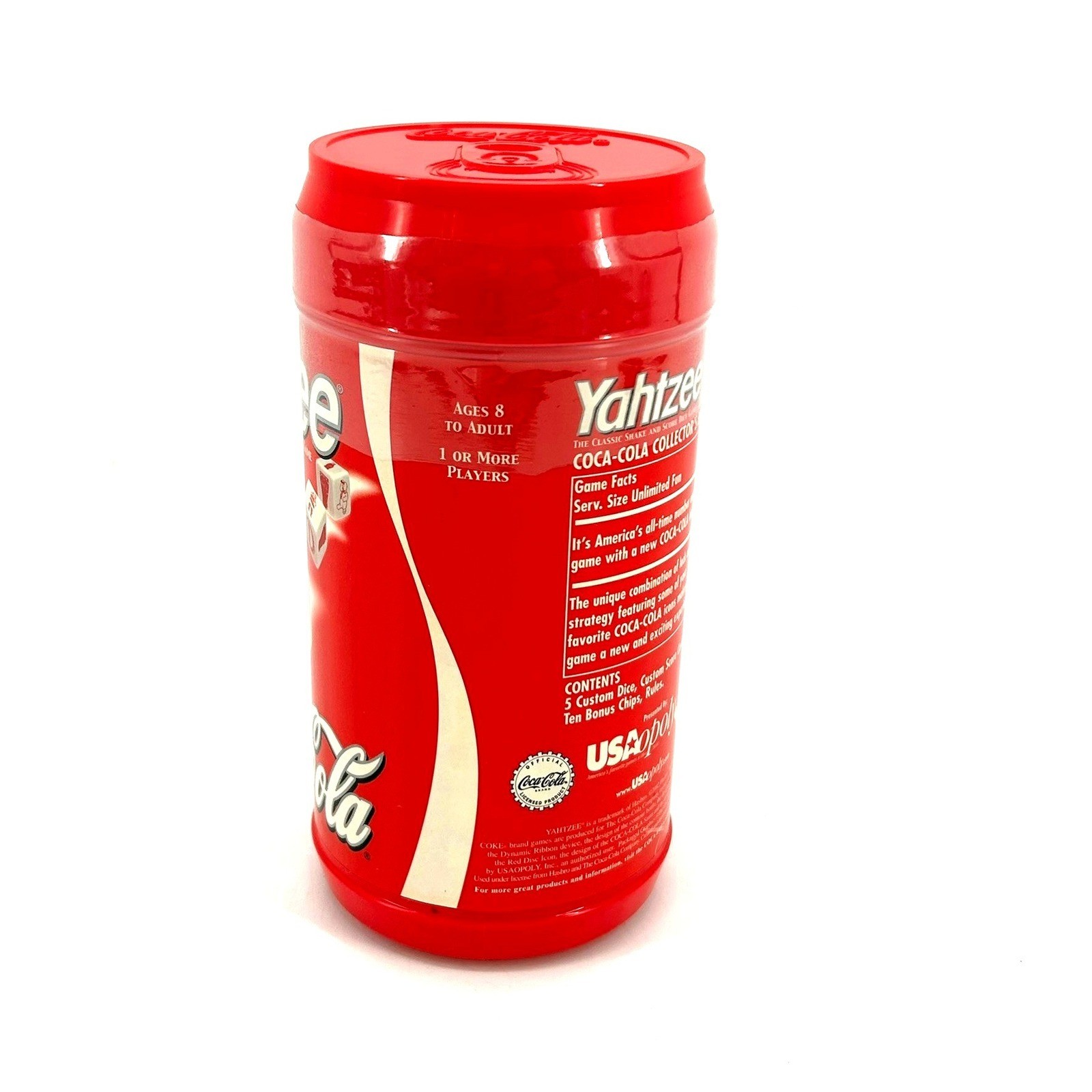 Yahtzee Coca-Cola Collector Edition Dice Game Coke Can Tin 2007 USAopoly Hasbro