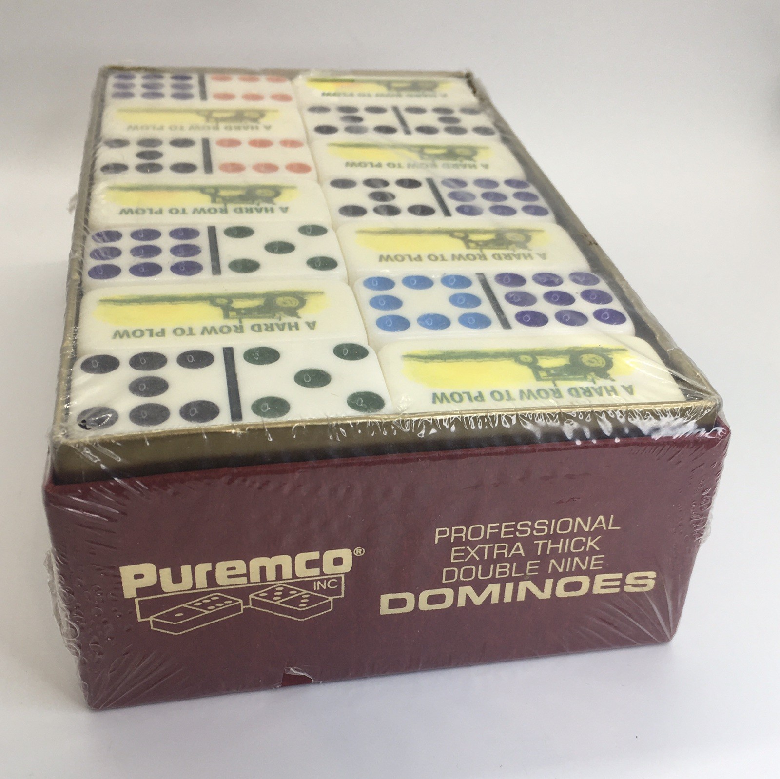 PUREMCO EXTRATHICK PRO DOUBLE NINE DOMINOES HARD ROW TO PLOW MADE IN USA SEALED