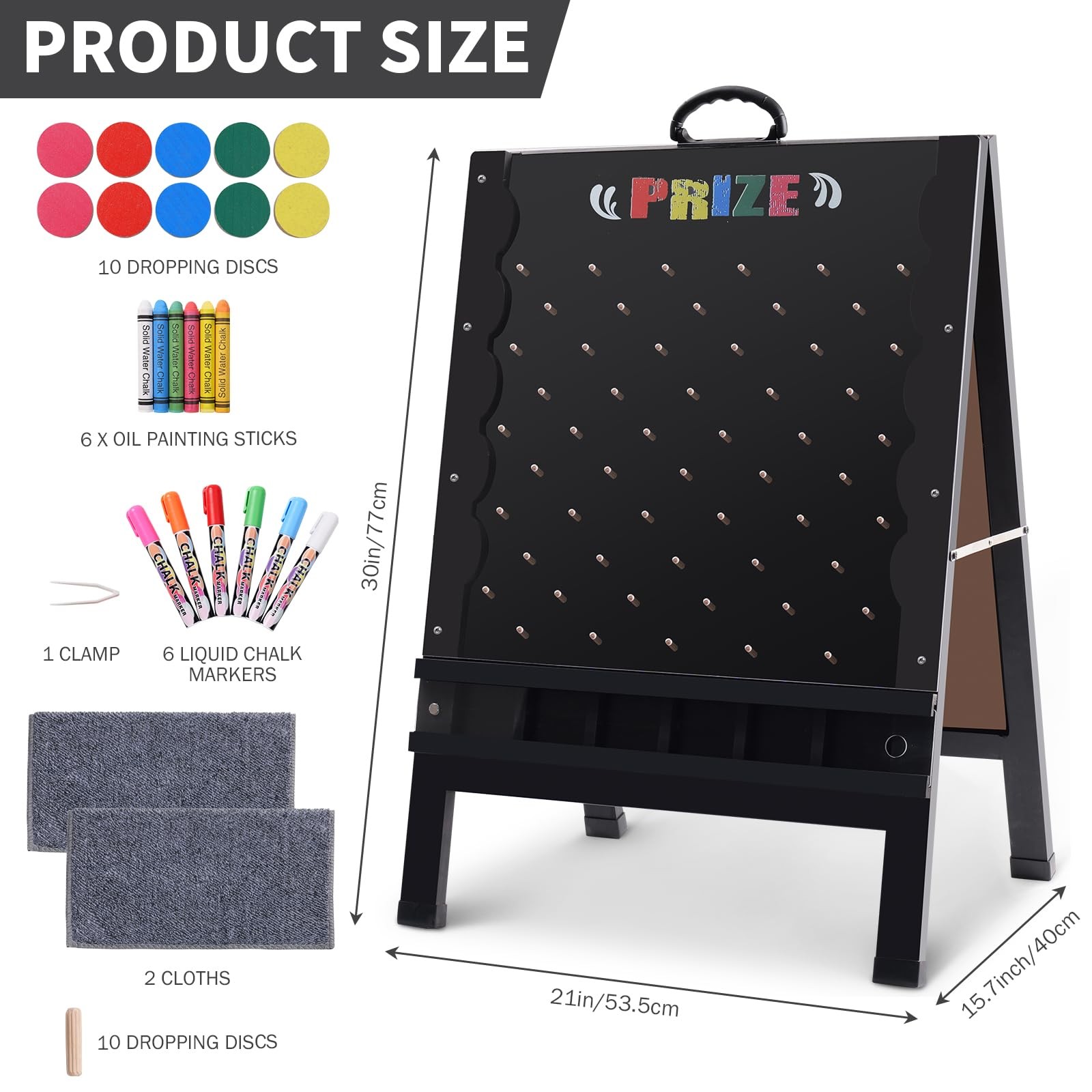 Prize Drop Game Board, 21″x30″ Foldable Double-Sided Design with Wooden A-Fra…