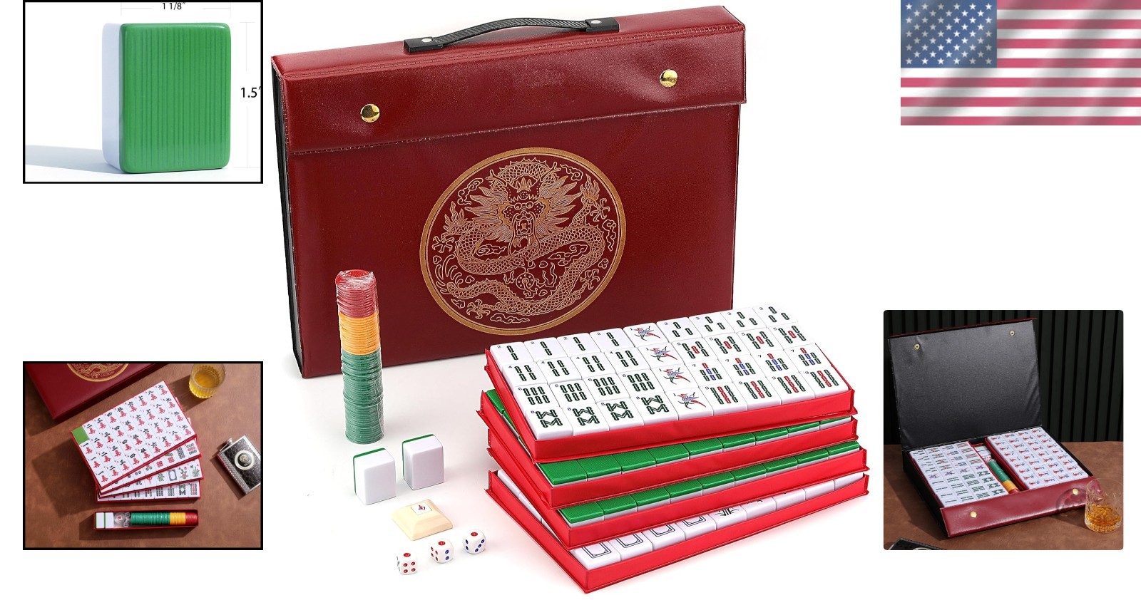 Deluxe Mahjong Set – 146 Extra-Large Tiles & English Manual for Beginners