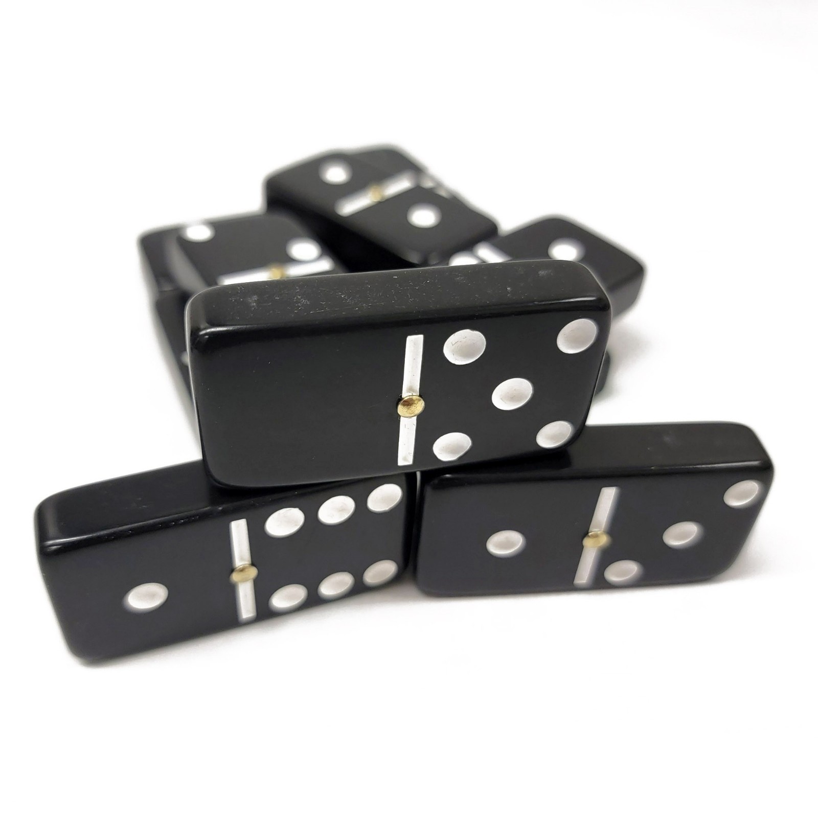 Domino Double Six 6 Black Jumbo Tournament Pro Size with Spinners – Wood Box
