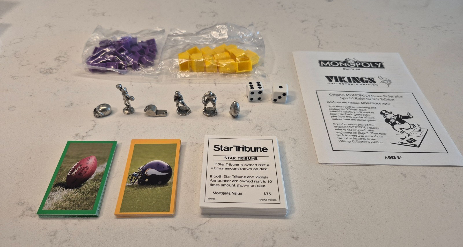Monopoly Minnesota Vikings Collector’s Edition COMPLETE 2005 NFL Football