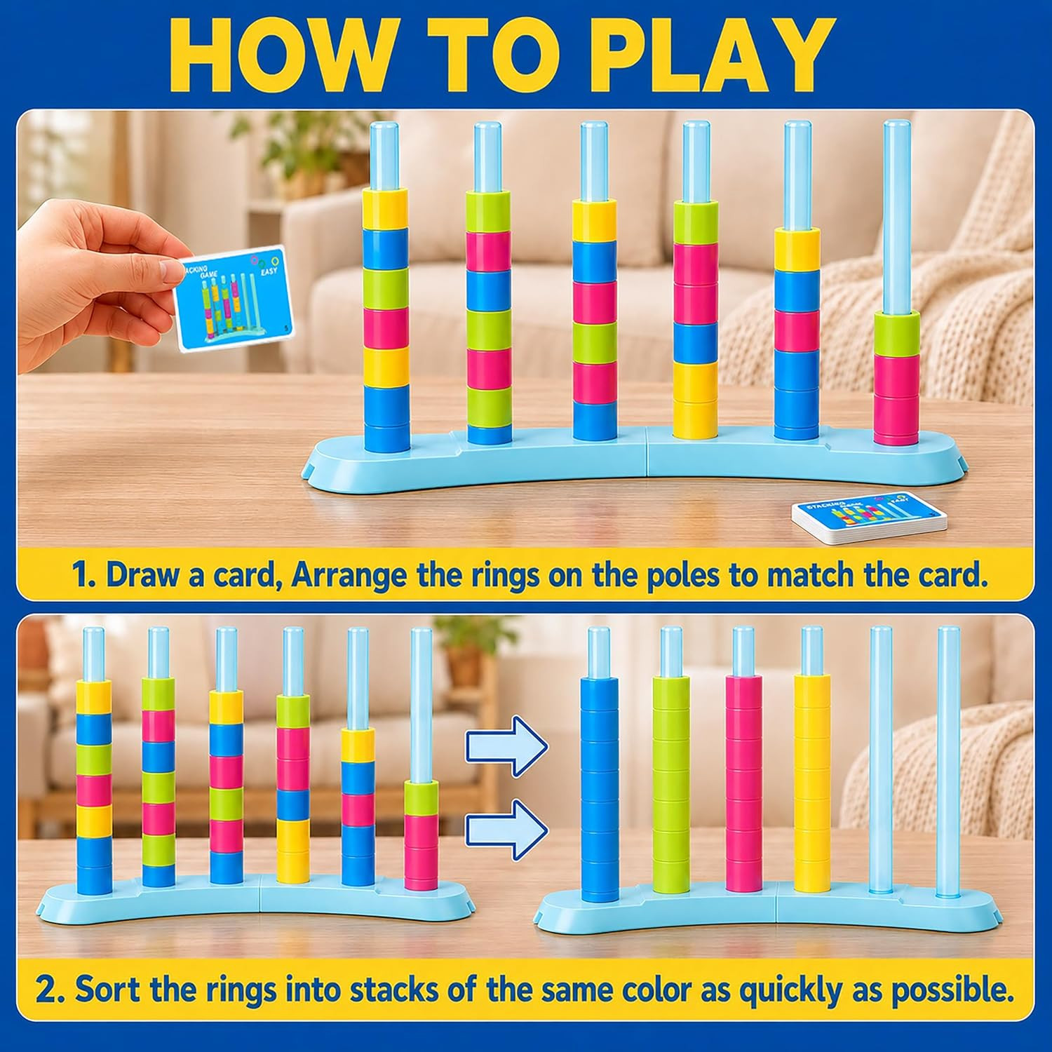 Giant Color Matching Challenge Game, Fast Pattern Match Ring Stacking Puzzle Sta