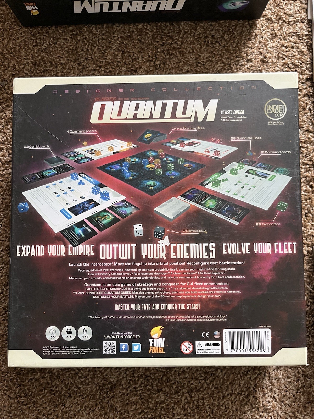 Quantum Board Game by FunForge Revised 2015 Designer Collection Incomplete Read