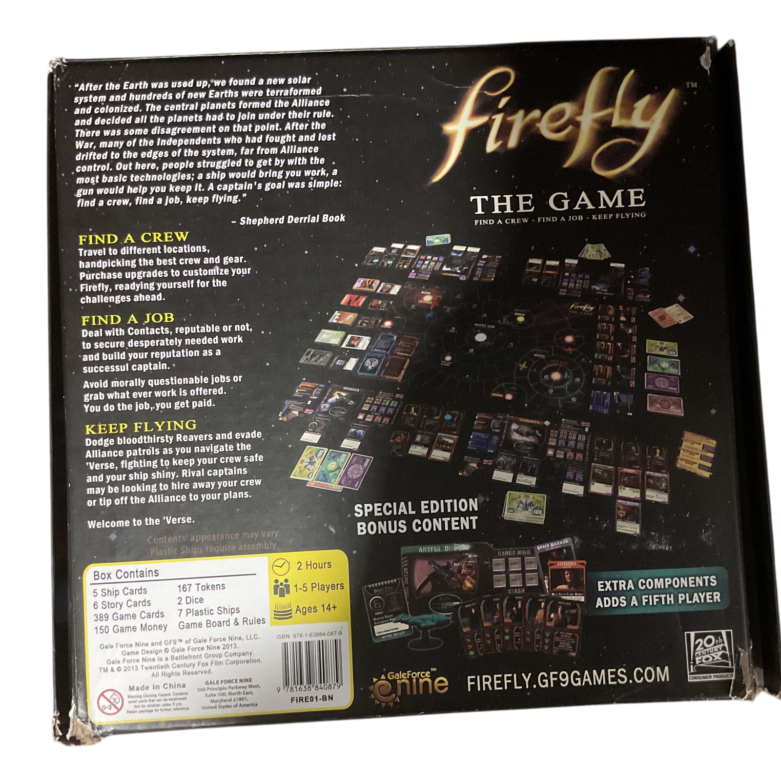 Firefly The Game Gale Force Nine Board Game NEW Sealed Components / Box Damaged