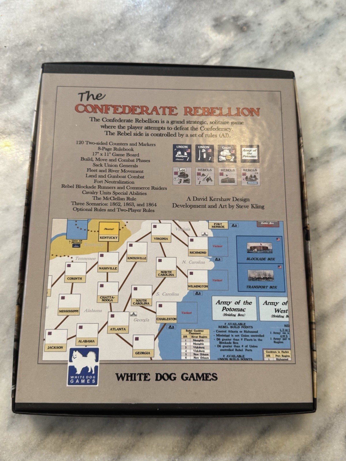 The Confederate Rebellion – Solitaire – Civil War Board Game White Dog Games