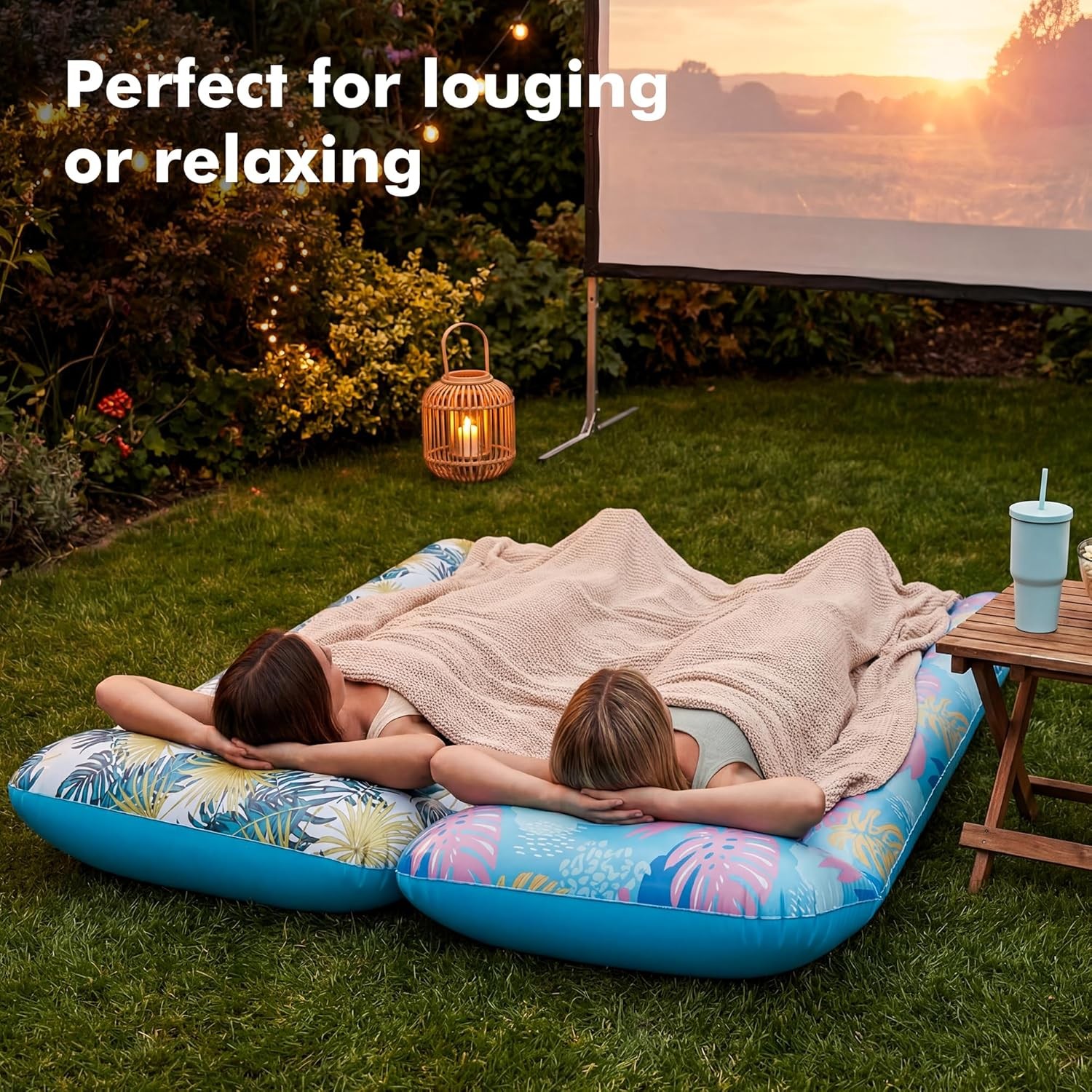 4 Pack Inflatable Pool Float Mat, Giant Pool Floats Adult Size with Headrest