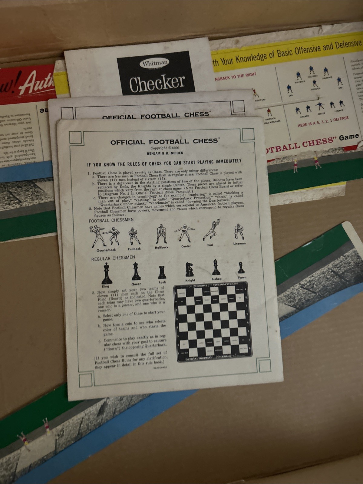 Vintage 1967 Diversified Creations Official Football Chess Set. COMPLETE
