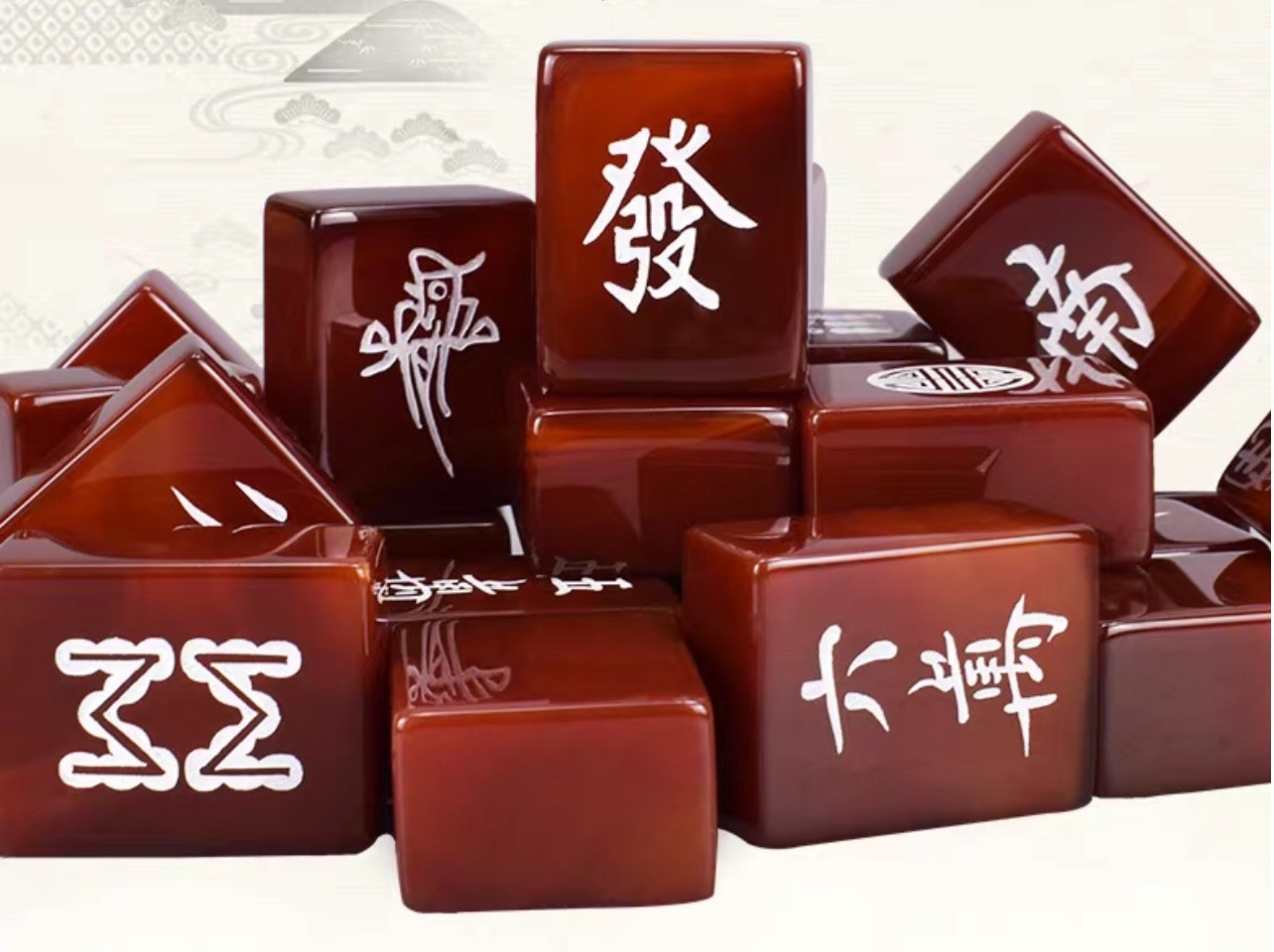 High-grade natural jade mahjong tile gift box🎁