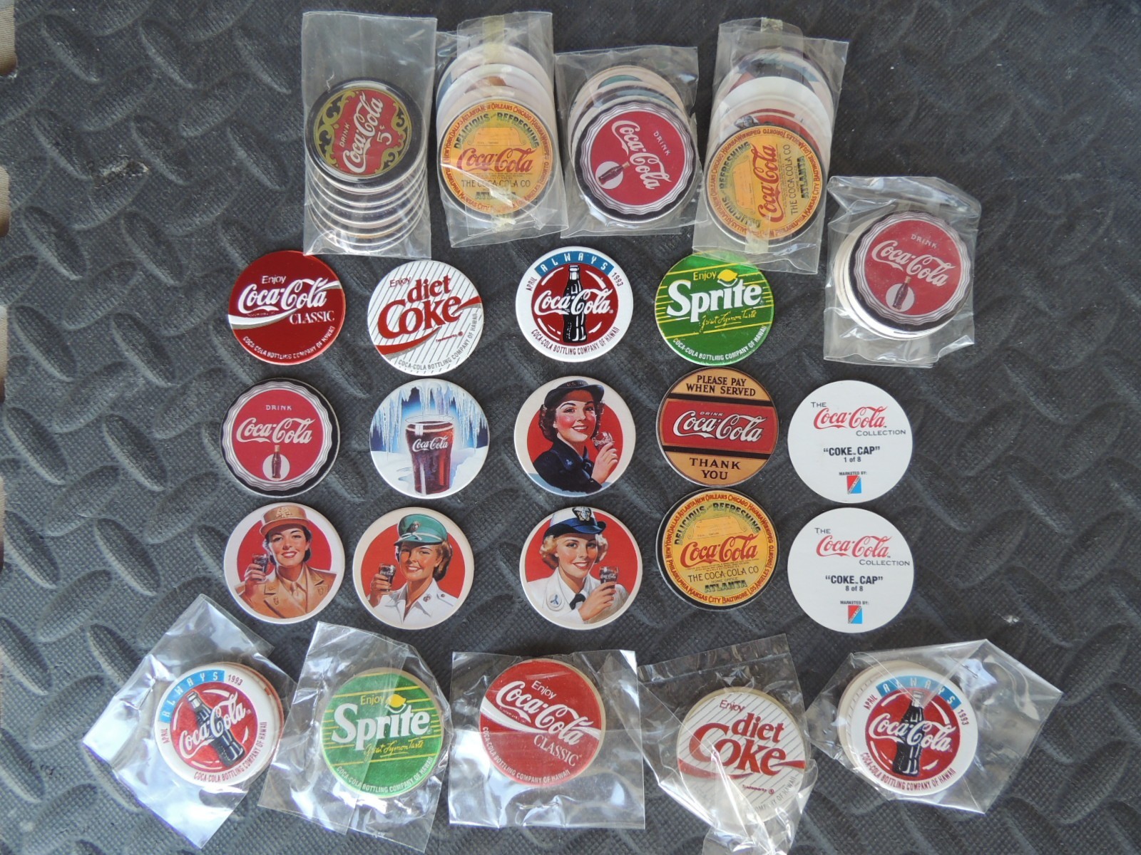 POGS COKE CAPS COCA COLA LOT 10 COMPLETE SETS 4 FOIL HAWAIIAN + 8 COKE SERIES 2