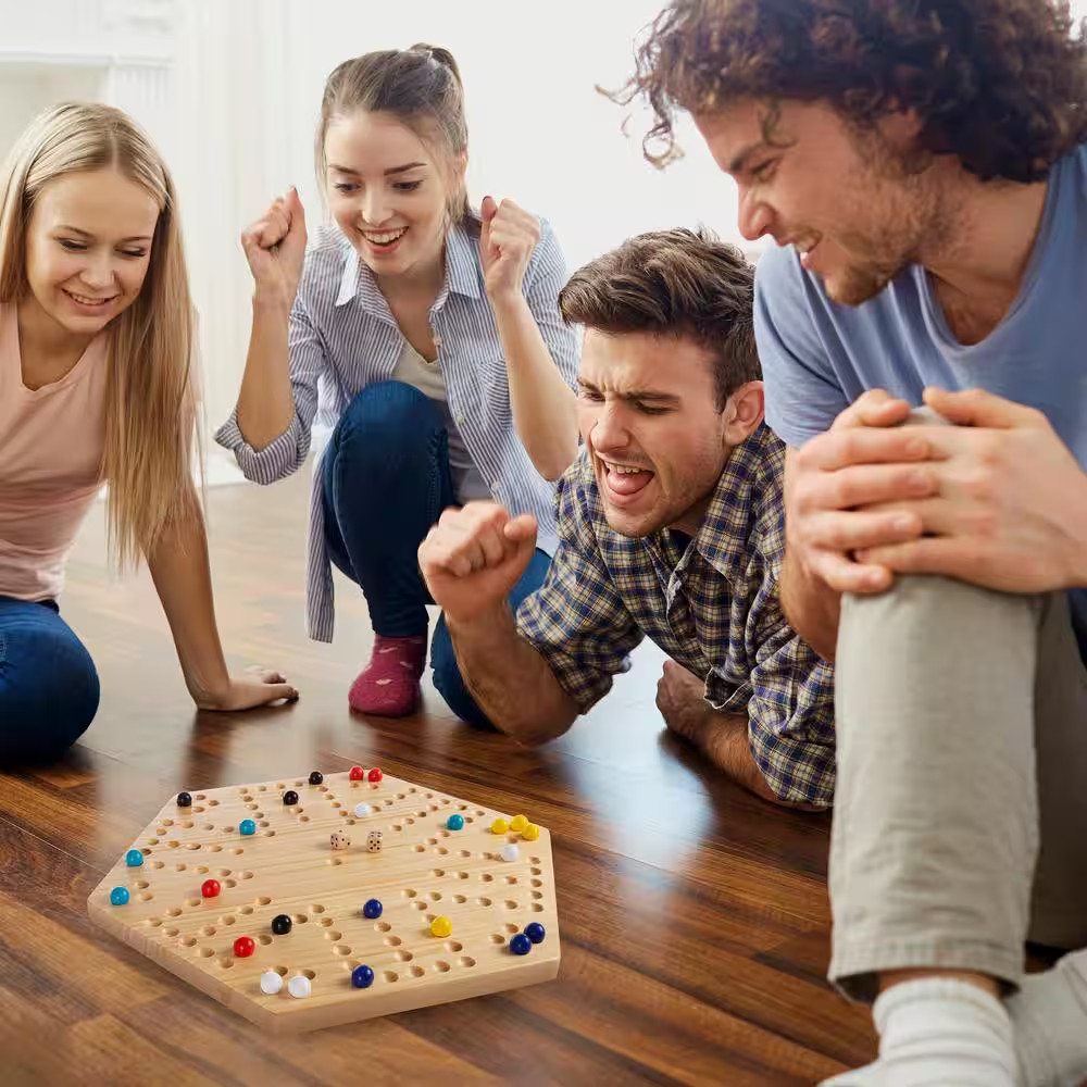 Classic Wooden Marble Game Set (6-Players)