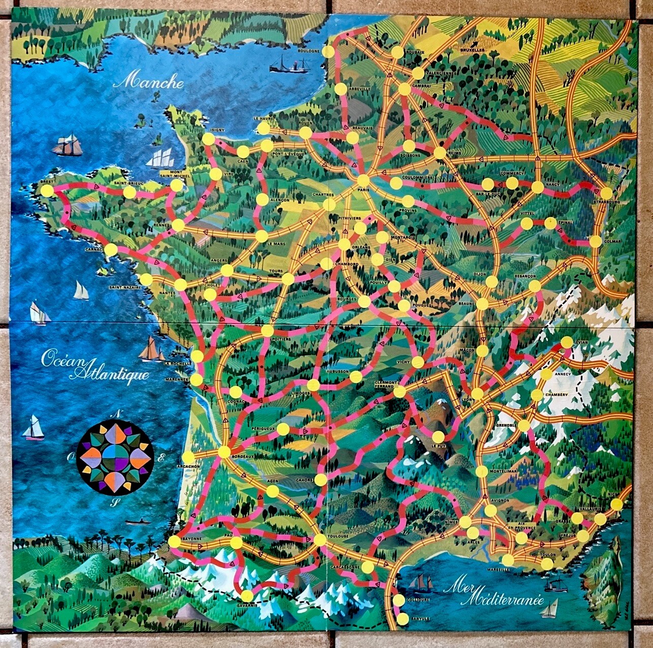 Vintage 1976 Jeux Nathan ROUTES DE FRANCE Board Game French Game RARE Complete