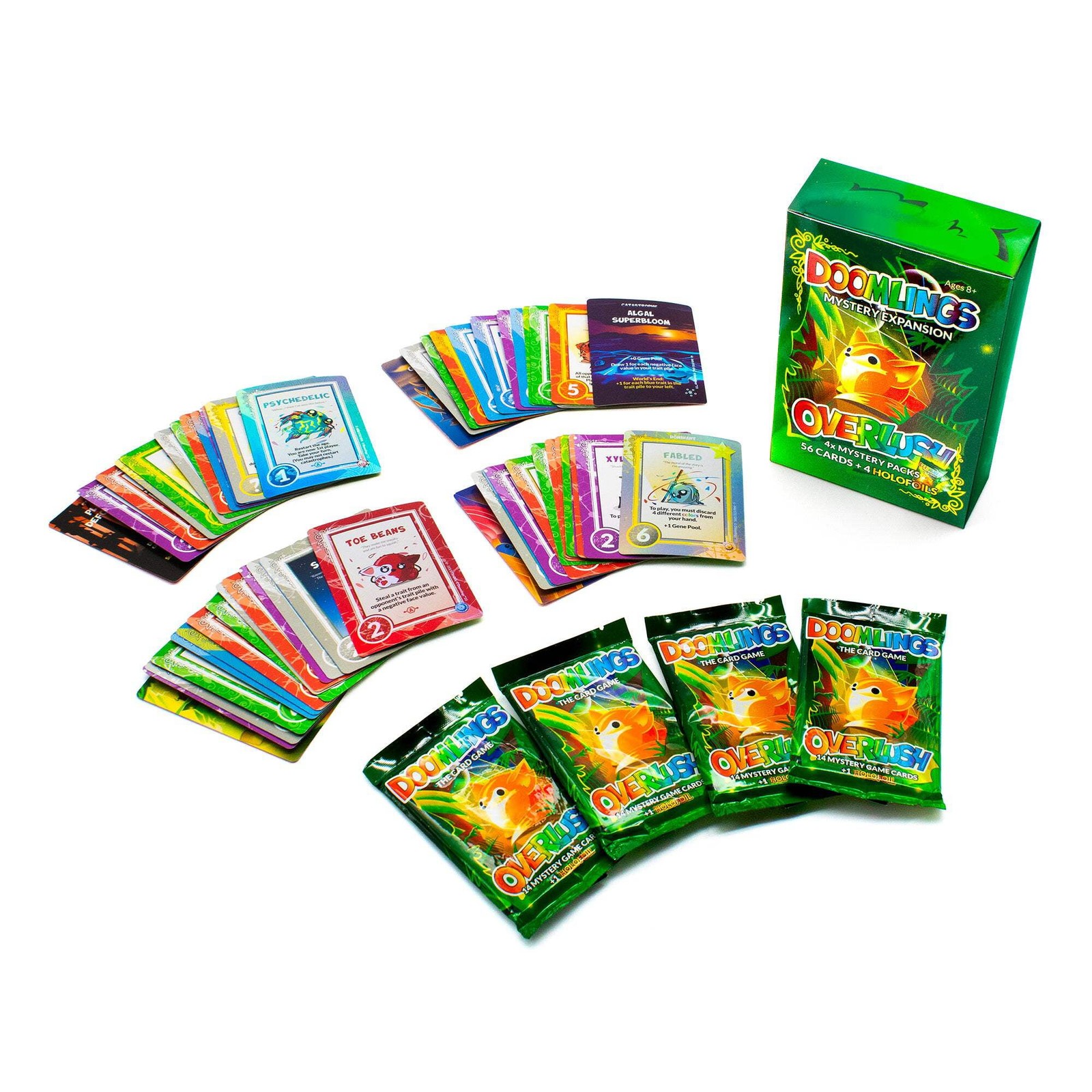Doomlings Overlush Mystery Expansion Card Game 4X Booster Packs 60 Total Cards