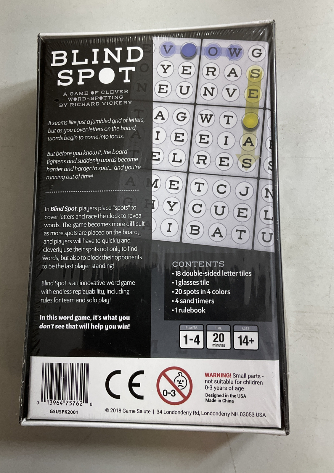 Blind Spot A Word Family Game Richard Vickery Sparks Works Factory Sealed NEW