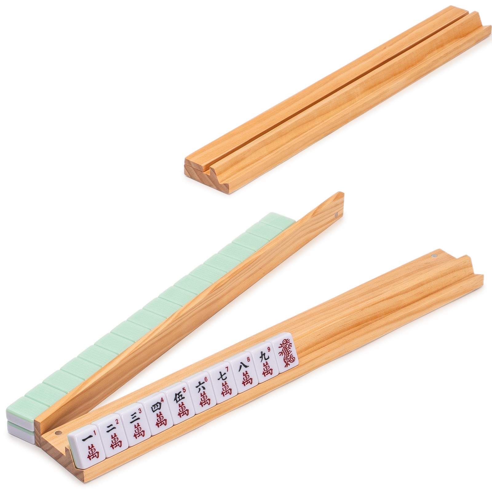 American Mahjong Set, “Jade Horizon” – 166 Tiles with Soft Beige Case