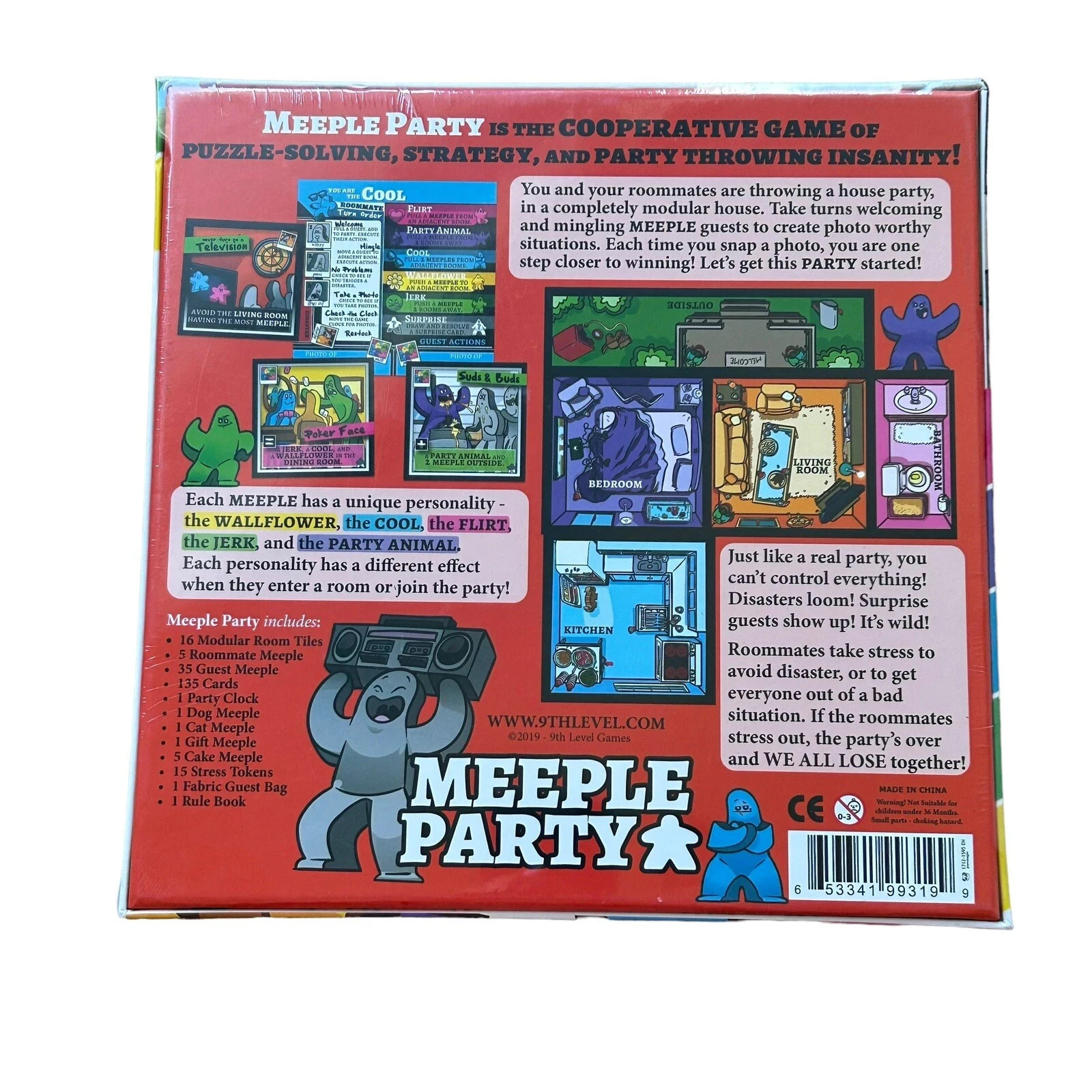 Meeple Party Board Game English Strategy Co-Op 9th Level 2019 NEW SEALED