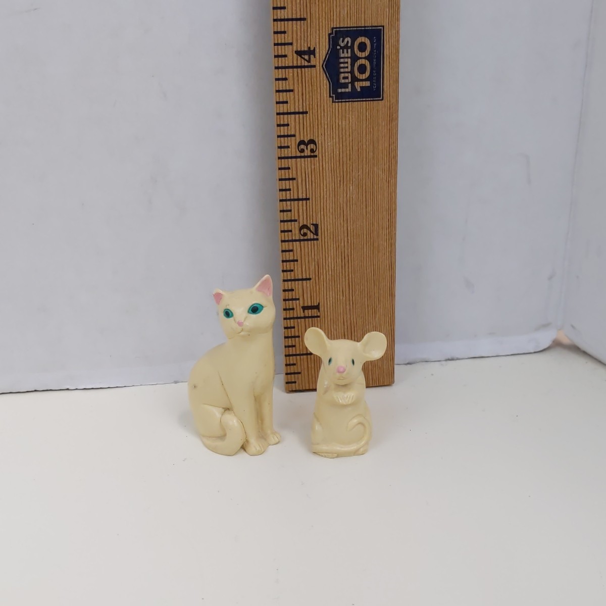 Vintage Cat Mouse Tic Tac Toe Game Wood Board Figurines Folk Art Cats Mice