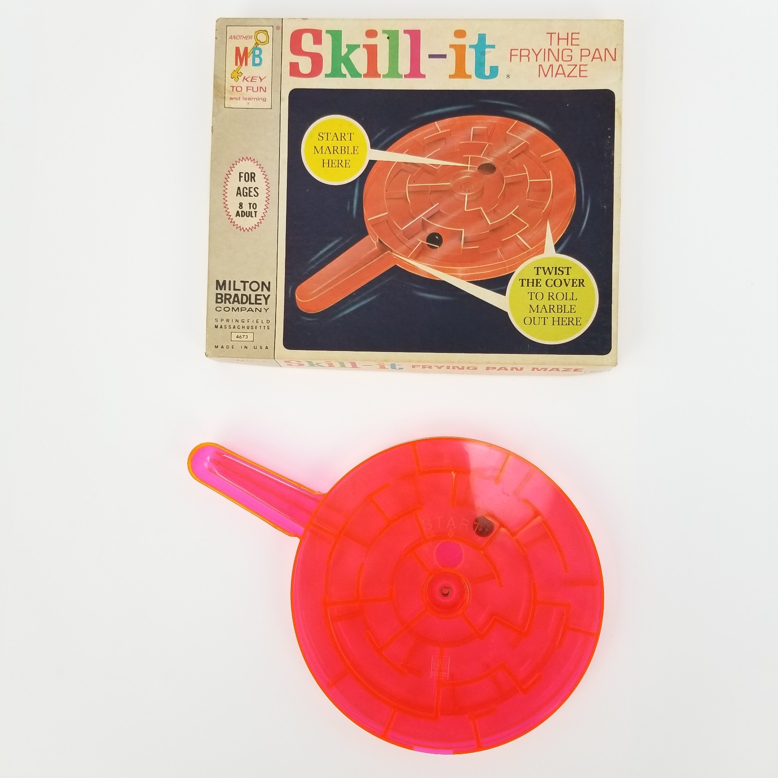 Vtg 1966 Milton Bradley Skill-it Frying Pan Maze #4673 Solo Puzzle Game with Box