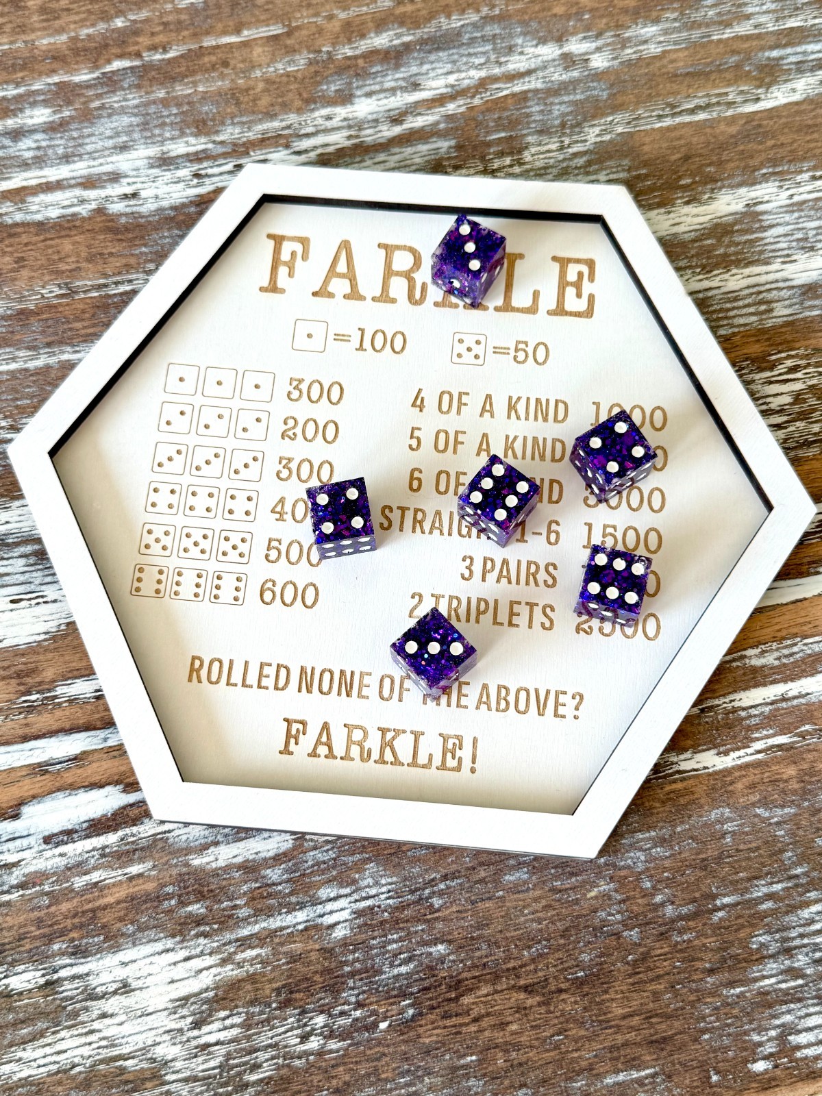 Resin Dice Set 6pcs – Violet Galaxy Glitter – Handmade Replacement Dice Games