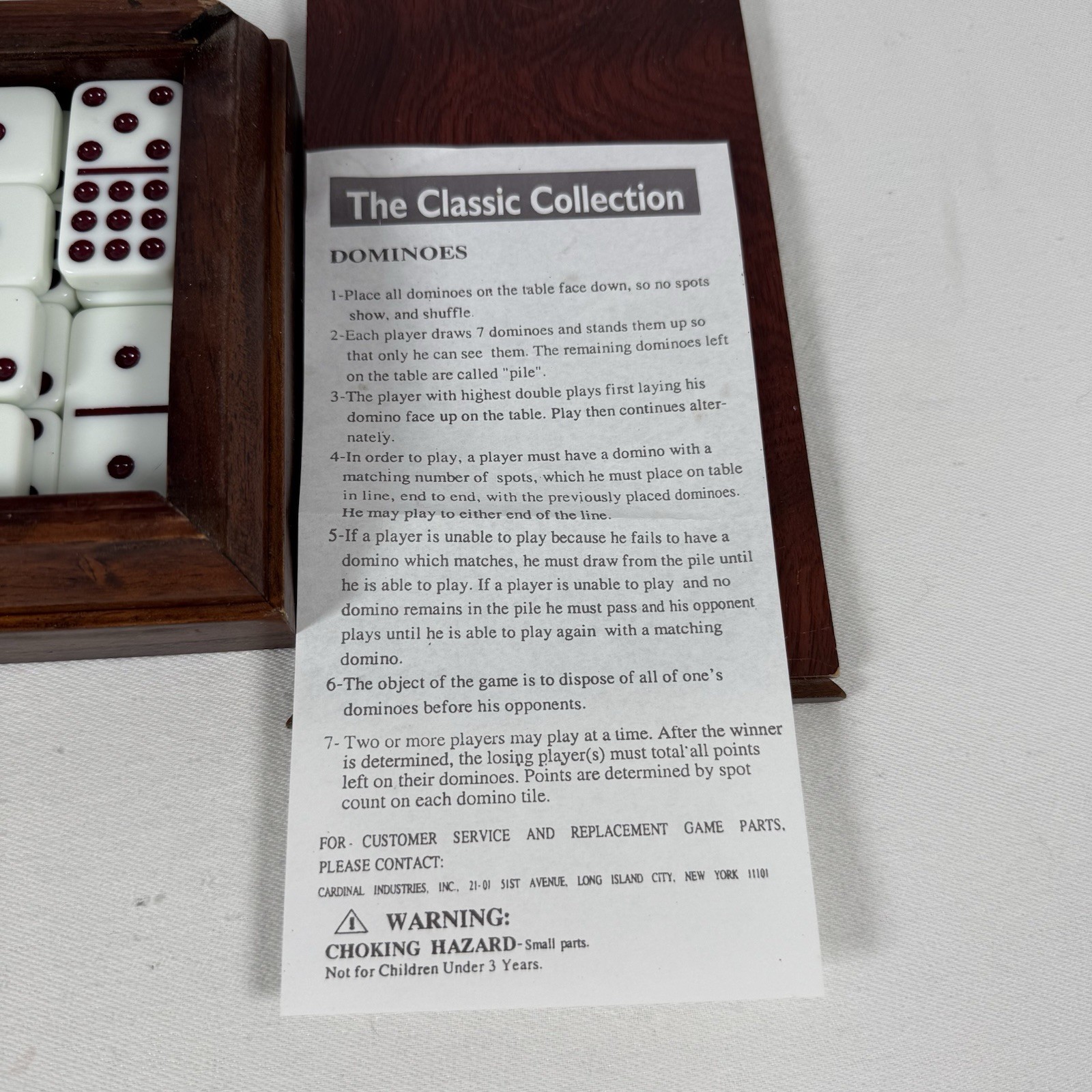 Vintage Double Nine Domino Set Classic Collection 55-Piece In Wooden Case