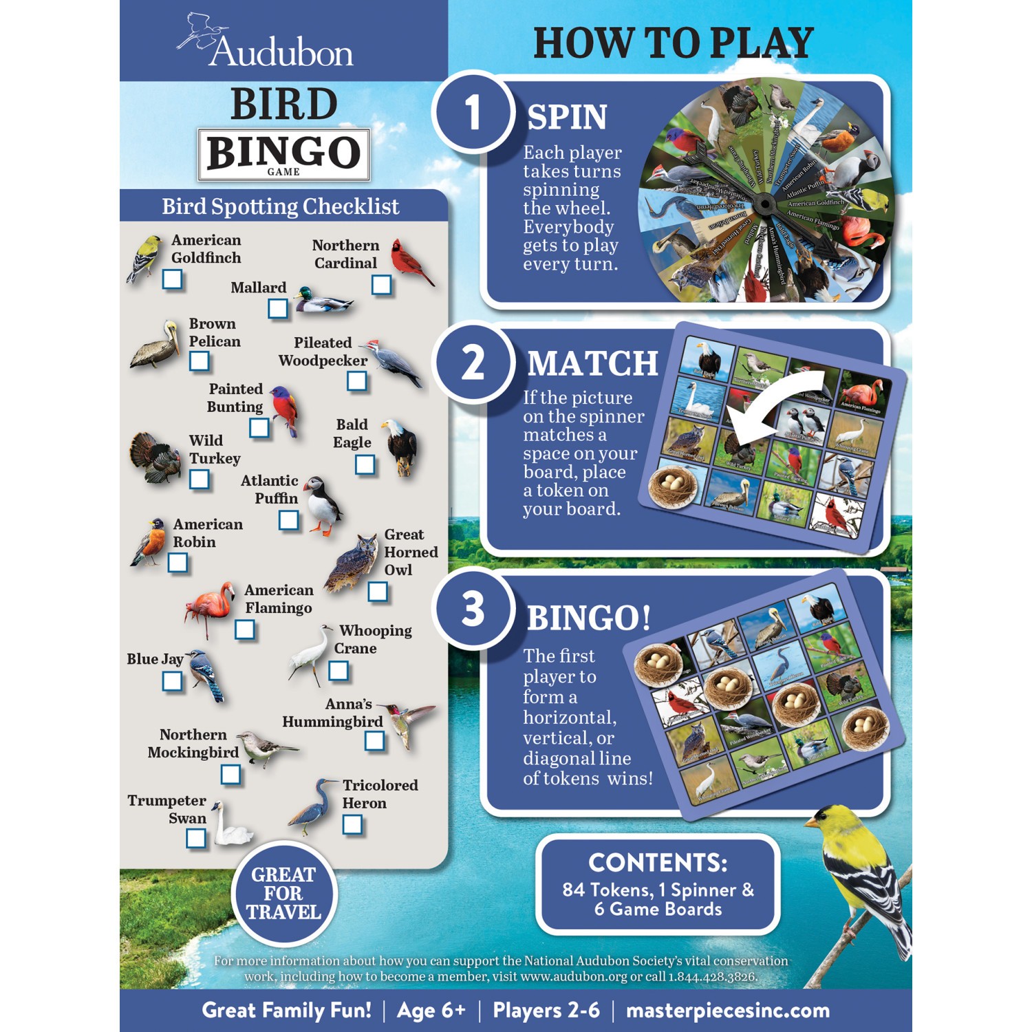MasterPieces – Audubon – Officially Licensed Bingo Game for Kids and Families