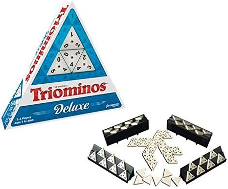 Pressman Tri-Ominos – Deluxe Edition Triangular Tiles with Brass Spinners, 5″