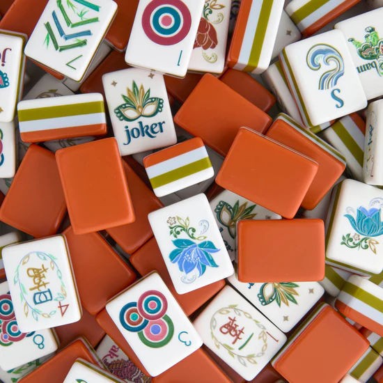 NEW! Vibrant Layered Mahjong Tiles – Full American Set 160Tiles – Orange acrylic