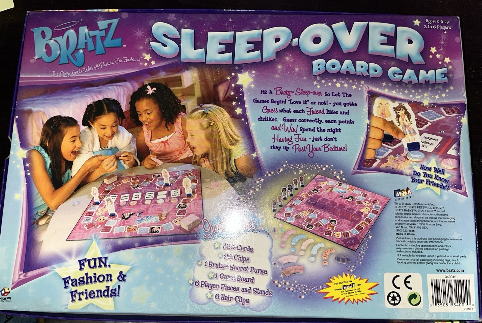 Bratz Sleep Over Board Game MGA Slumber Party Guessing Game