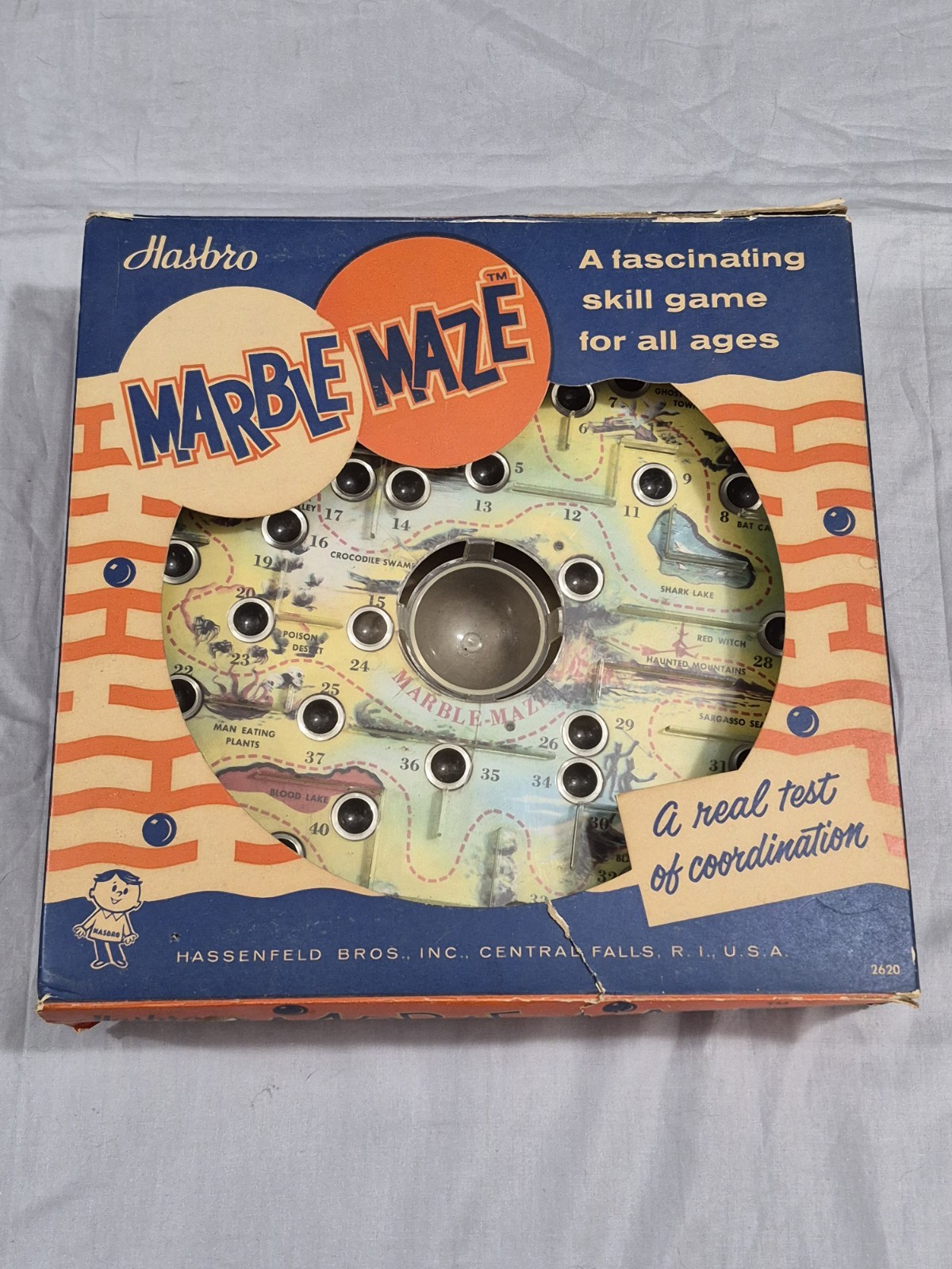 Vintage Hasbro Marble Maze Skill Game 1950’s Action/Adventure Theme w/Orig Box