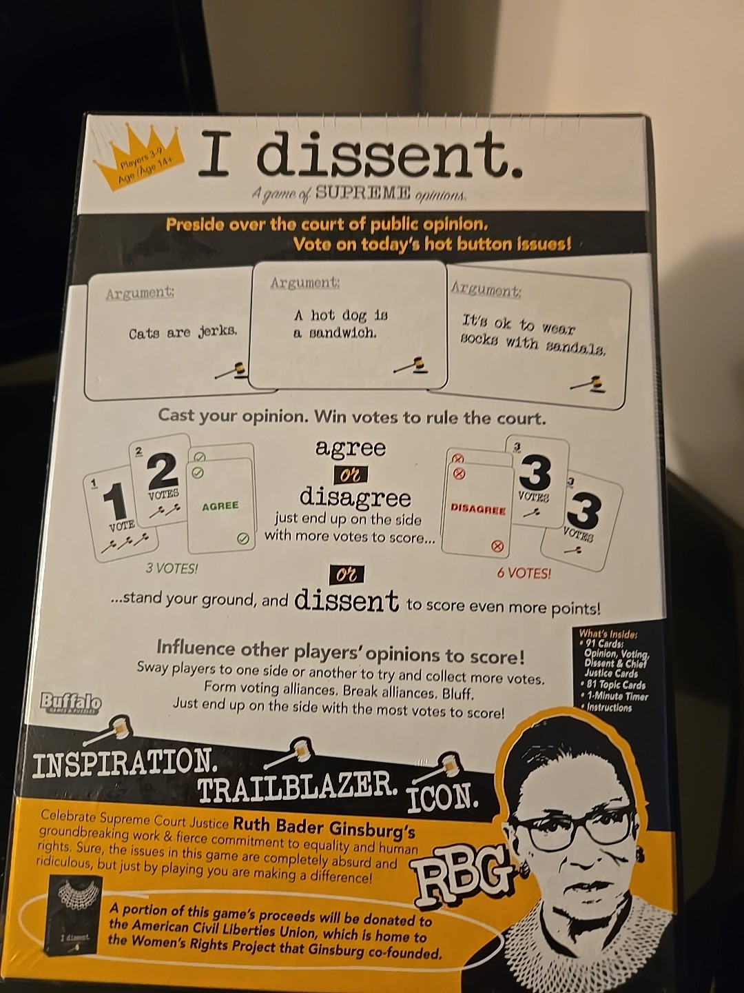 Ruth Bader Ginsberg I Dissent Board Game: A Game of Supreme Opinions SEALED NEW