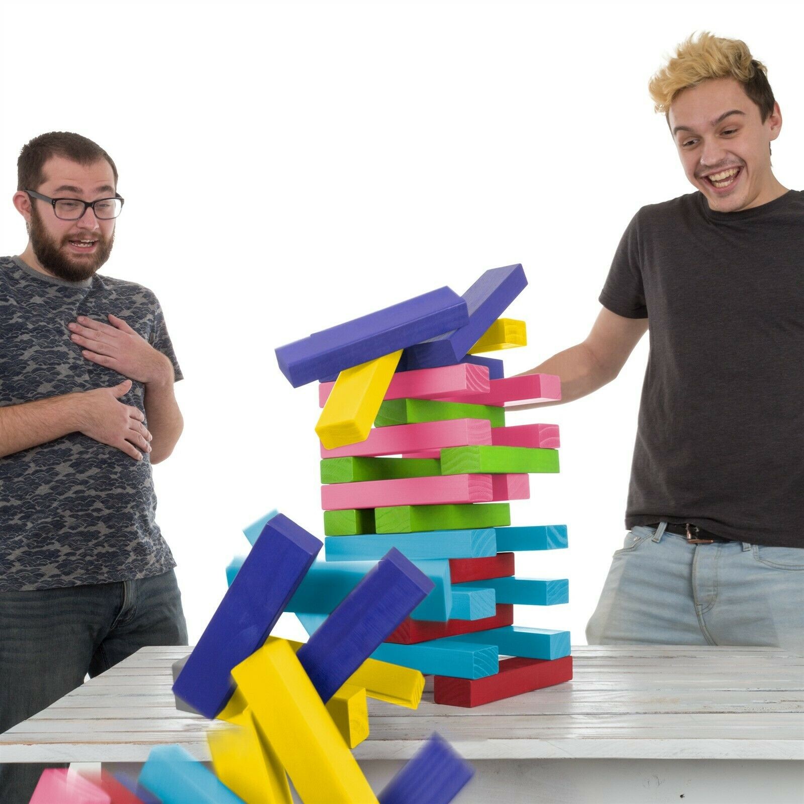 Giant Wooden Block Game Non Traditional Jumbo Pinewood 54 Blocks 2 Dice