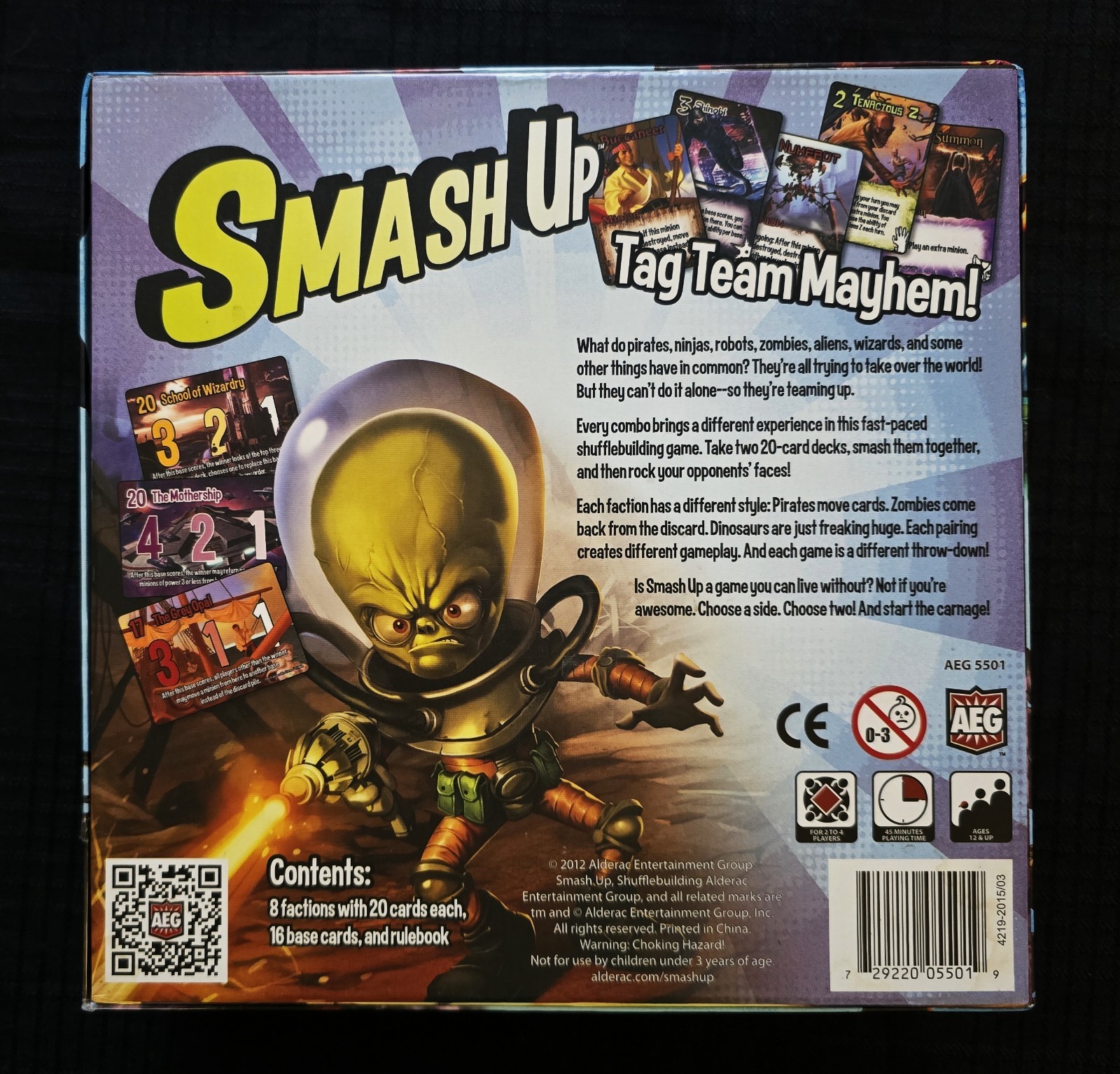 “SMASH UP” STRATEGY CARD-DRIVEN GAME + “AWESOME LEVEL 9000” EXPANSION – COMPLETE