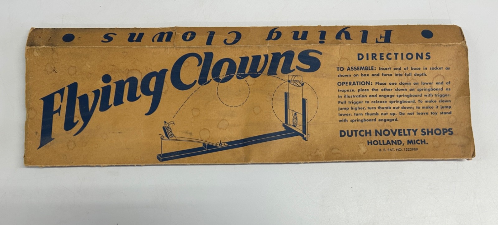 1920s Vintage Rare Flying Clowns Toy Dutch Novelty Wood Flip Game Pieces Circus