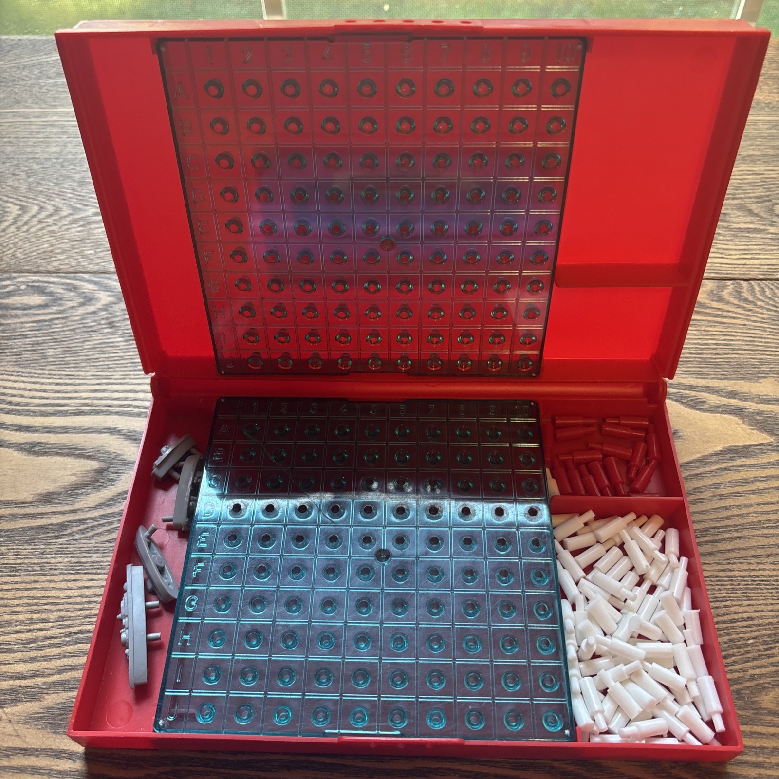 Vintage Battleship Replacement Parts Red & Blue Trays Board Pegs 8 Ships