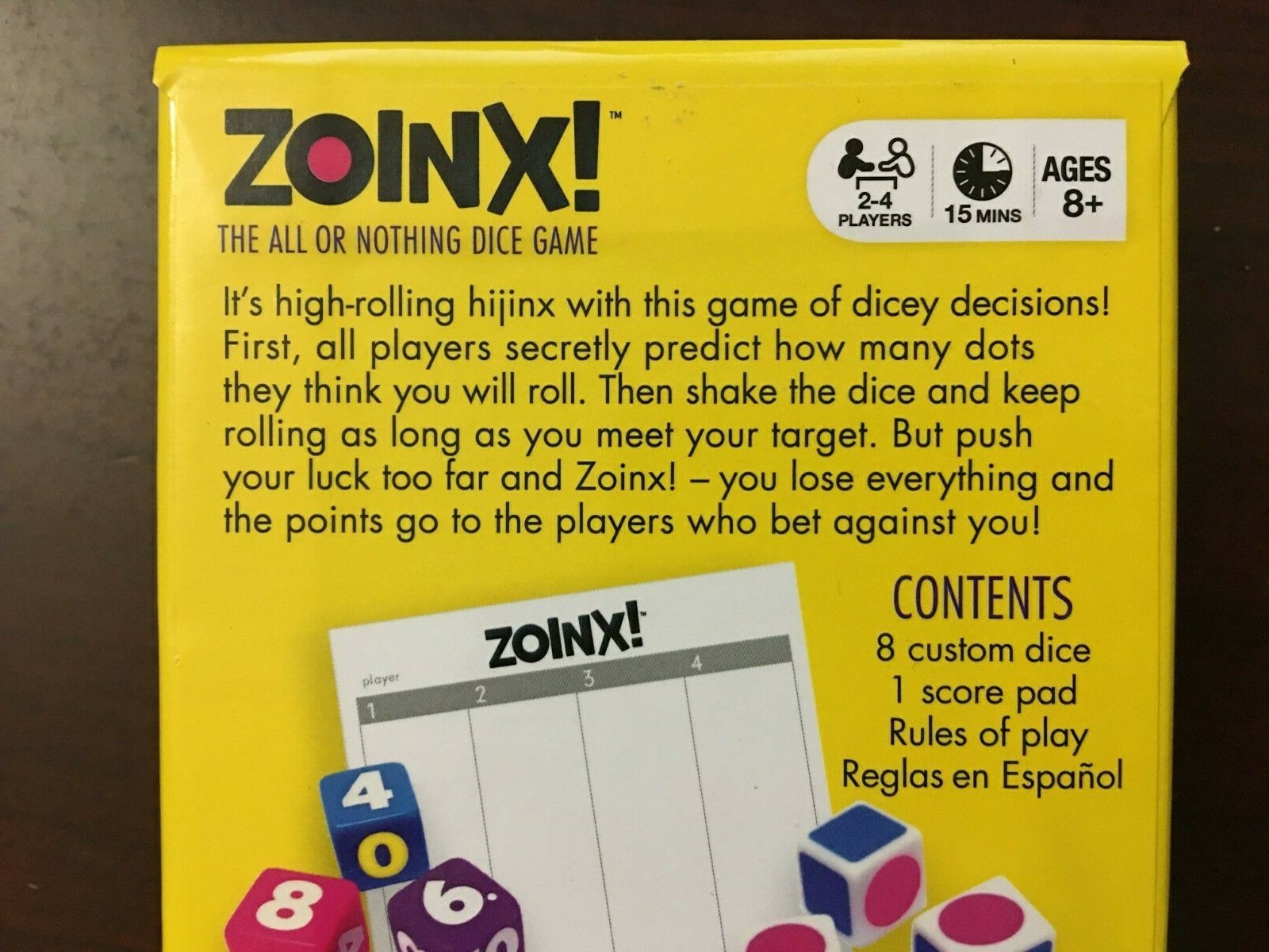 Gamewright Boardgame Zoinx! – The All or Nothing Dice Game
