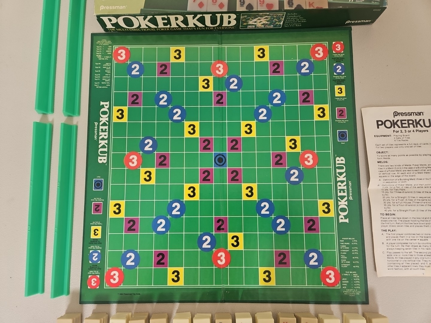 Pokerkub Board Game 1983 Pressman Multi-Directional Poker Complete #5100