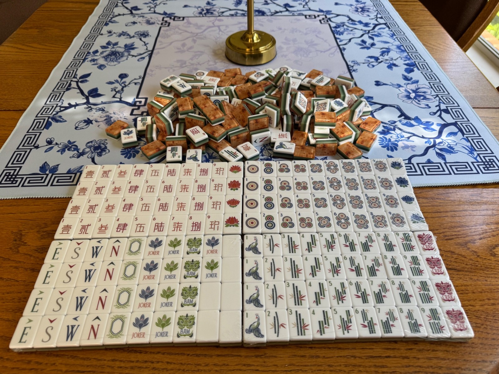 mahjong tile set american new wood grain brown