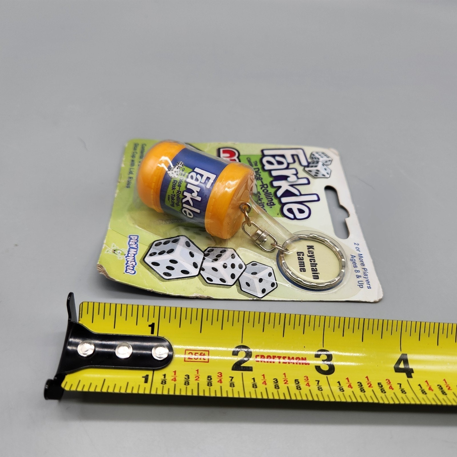 Farkle Nano Keychain Mini Dice Game 2016 Yellow Sealed *Package Wear See Photos